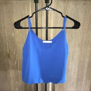 Lush Boutique Blue Scalloped Top